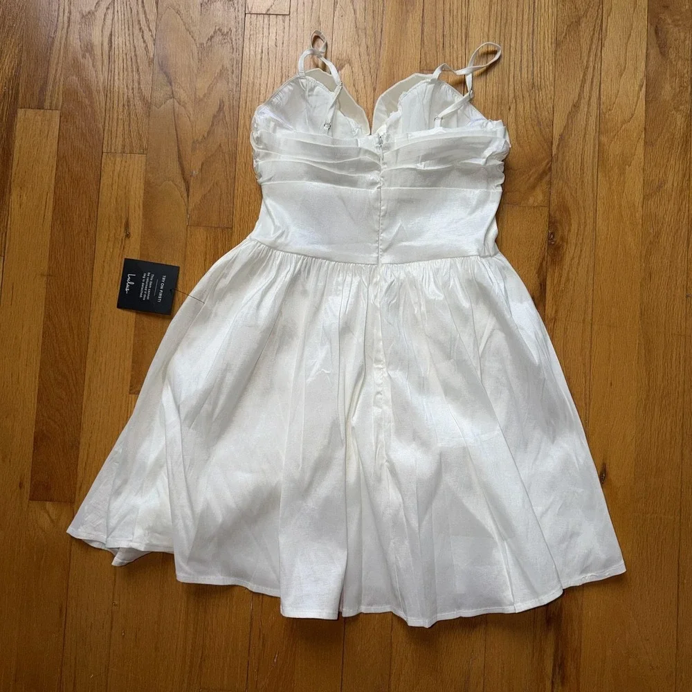 NEW Lulus Dress M White Satin Bow Front Fit & Flare Mini Bridal‎ Party Dress